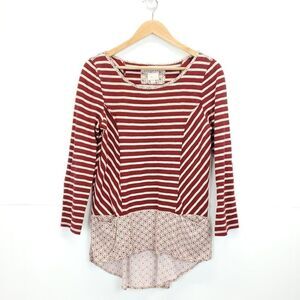 Anthropologie Postmark Striped Long Sleeve Peplum Top